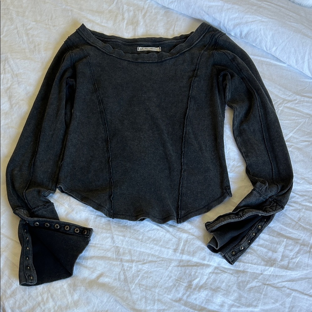 We The Free Charcoal Long Sleeve Top